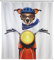WENKO Duschvorhang Biker Dog - waschbar, mit 12 Duschvorhangringen, Polyester, 180 x 200 cm, Mehrfarbig