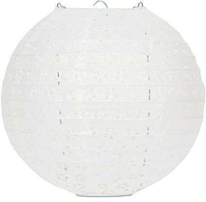 Dazone 10 Stück Papier Laterne Lampion rund Papierlampen Lampenschirm für Hochzeit Kirche Garten Party Dekoration Ballform (10 (25cm), Weiß)