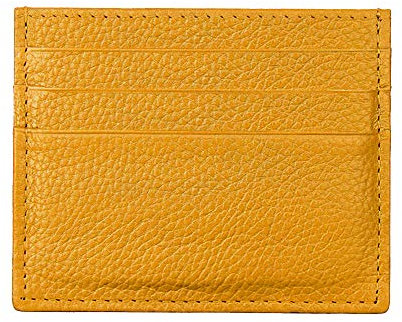 Hibate (Giallo Uomo Donna Porta carte di credito Portafoglio sottile in pelle Blocco RFID Blocking Credit Card Holder Wallet