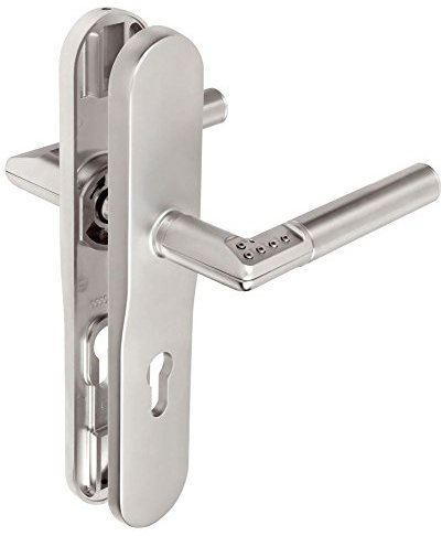 Tesa Assa Abloy MCHIL872CM Code Handle Griff mit langer Platte mit Schlüsselloch, linke Hand, Chrom, Mano Izquierda