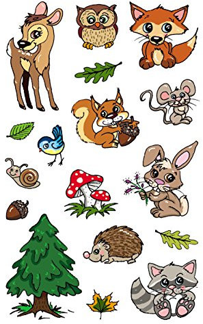 AVERY Zweckform 56792 Metallic Stickers, Waldtiere, 17 Aufkleber