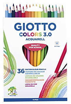 Giotto Colors 3.0, matite colorate acquerellabili, forma triangolare, mina, 3 mm, colori assortiti, 36 pezzi