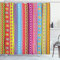 ABAKUHAUS Gestreift Duschvorhang, 90 Retro-Art Ethnic, Stoffliches Gewebe Badezimmerdekorationsset mit Haken, 175 x 240 cm, Magenta Grün