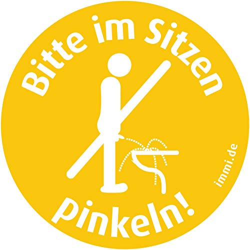 immi 10 St. Kleiner Dezenter Bitte im Sitzen pinkeln Aufkleber 45mm, wieder abl.