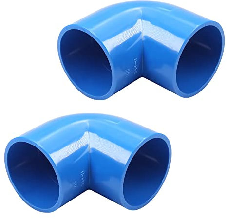 MroMax - Raccordo a gomito in PVC da 50 mm, 90 gradi, per raccordo a gomito, colore: blu, 2 pezzi