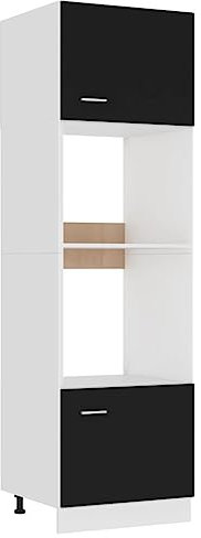 vidaXL Armario de Cocina Muebles Mobiliario Duradero Mesa de Trabajo Almacenamiento Cuencos Ollas PlatosAlacena de Madera Contrachapada Negro