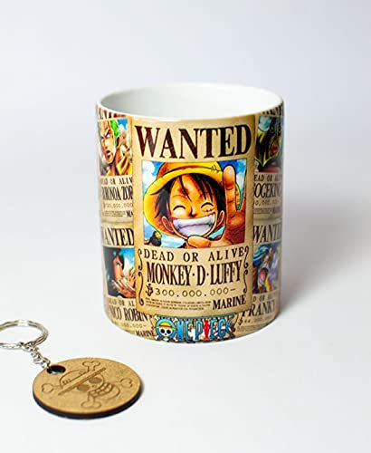 TusPersonalizables.com Taza de cerámica - Serie One Piece + llavero (wanted) - Anime - Manga -