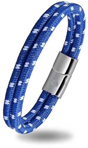 Segeltau Armband Geflochten Nautisch mit Magnetverschluss Seil Armbänder Maritim Surferarmband Galeara Noa (Noa blau, 175)