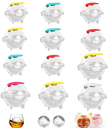 Stampo per Cubetti di Ghiaccio Rotondo 12pcs Ghiaccio in Silicone Palla Muffa Rotonda del Ghiaccio Stampi per Sfere Cubetti di Ghiaccio Ghiaccio Palla Grande Stampo Ghiaccio con Coperchio per Whisky