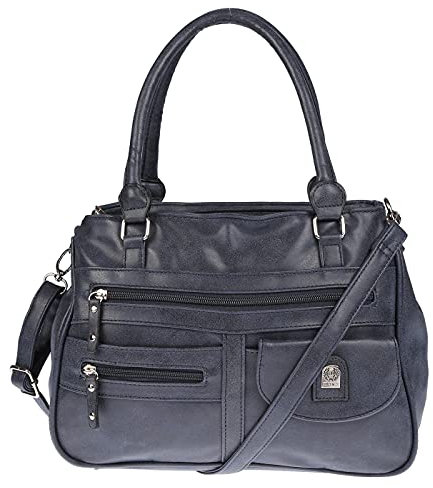Christian Wippermann große Damen Umhängetasche Tasche Schultertasche in Leder Optik (Navy)