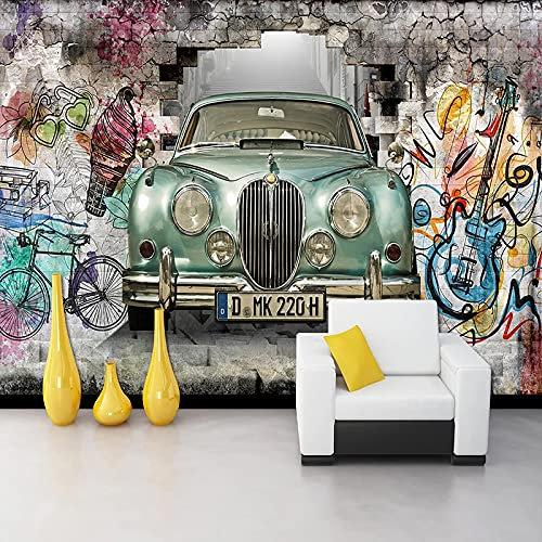 XTSWallpaper Papier Peint Mural Affiche Murale 3D 300X200Cm Couleur Graffiti Voiture Papier Peint Pvc Autocollant Décoration Murale Xxl Poster Tableaux Muraux Tapisserie Photo Trompe L'Oeil