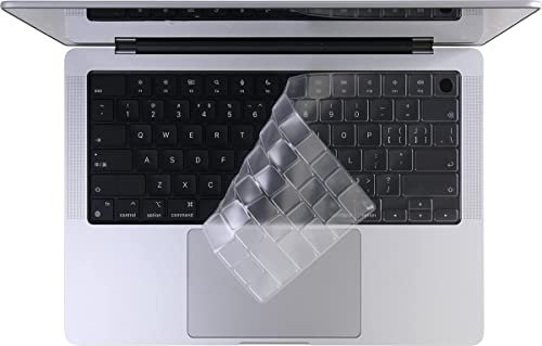Funda de teclado para MacBook Air de 13.6 pulgadas 2022 con chip M2 A2681,2022 2021 MacBook Pro 16 A2485 M1 Pro/M1 Pro, MacBook Pro 14 M1 Pro/M1 Max Chip A2442 - Transparente