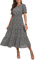 GRECERELLE Womens Summer Midi Dress Floral Print Boho Dress Ruffle Puff Sleeve High Waist A-Line Casual Boho Cocktail Holiday Beach Long Dress for Ladies (FP Floret Black, L)