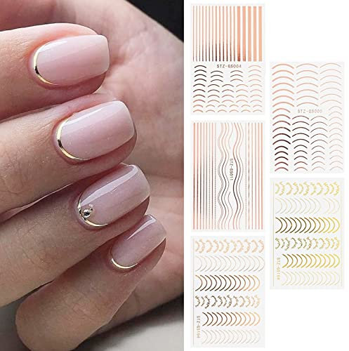 Nail Art Aufkleber Streifen,Nagelaufkleber Linien Selbstklebend,Nagel 3D Aufkleber,Nagel Sticker Selbstklebende 3D,Selbstklebende Nailart Dekorationen Für Frauen Und Mädchen,5 Blatt