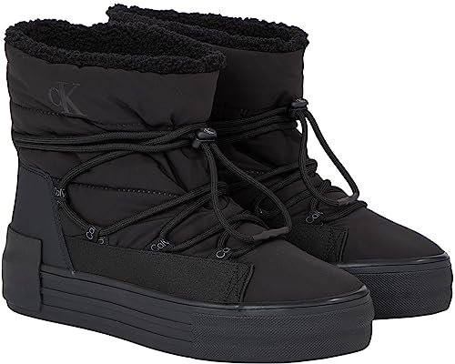 Calvin Klein Bold Vulc Flatf Stivali da Neve Wn, Sneaker Vulcanizzata Donna, Triplo Nero, 36 EU