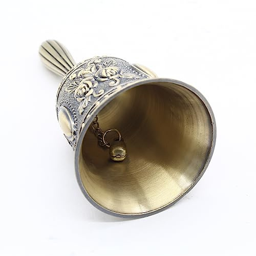 Hordion 2 Inch Small Hand Bell for Adults Seniors, Vintage Customer Service Bell Ornaments, Nurse Call Bell for Elderly Patients at Home, Cat Dinner Bell for Church Wedding Bedside Celebratory (Brass)