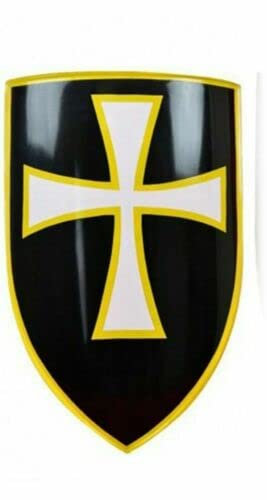 Mittelalterliches schwarzes Rüstungsschild Tempelkreuz Schild Kreuzritter Schild Kampf Krieger Schild Reenactment LARP Rüstungsschild Cosplay Kampfschild Halloween