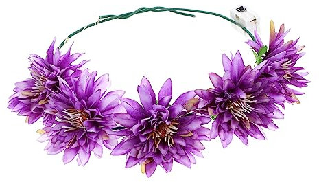 Beaupretty Leuchtender Kranz Stirnband Glühendes Blumenstirnband Girlandenhaarband Kopfbedeckung Leuchtendes Blumenstirnband Blumenkranz Blumenkronen Zubehör Die Blumen Stoff Fräulein Violett