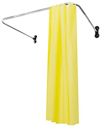 ARIIKON Asta per Tenda da Doccia a Forma di U, Senza Forare, Bastone Tenda Vasca da Bagno Angolare in Acciaio Inox con Ventos, Montaggio a Parete, 98 x 102 x 98 cm, Nero e Argento