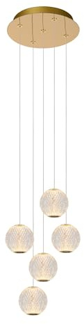 Lucide CINTRA - Pendelleuchten - Ø 32 cm - LED Dim. - 5x4,7W 2700K - Transparent, Klar