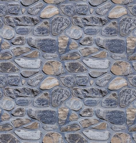 HotDecor Graublaue Tapete Steinoptik 3d 60cm X 300cm Klebefolie für Küche Steintapete 3d Optik Wand Tapeten Wohnzimmer Kieselstein Muster Tapete Selbstklebend Vintage Dekofolie Graublaue Steinfolie