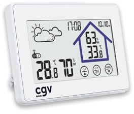 CGV My METEO-1BM Wetterstation kabellos mit Sensor | Thermometer, Hygrometer, Barometer | Innen/Außen | LCD-Display mit Touchscreen