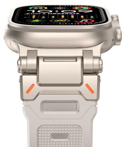 NewWays 49mm 46mm 45mm 44mm 42mm(Serie 3 2 1) kompatibel mit Apple Watch Silikon Armband,Sports Weiches Armband für iWatch Ultra 2/Ultra Series 10 9 8 7 6 5 4 3 2 1 SE,Polarstern/Titan Stecker