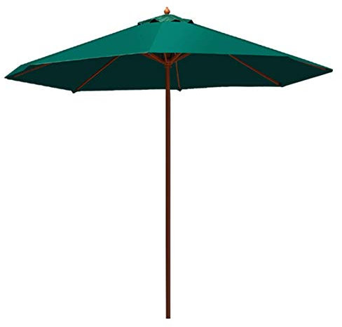 Sombrilla de Playa Sombrilla de jardín, sombrilla octogonal de madera de 2,7 m/8,9 pies, sombrilla plegable con protección UV, impermeable para playa/piscina/patio, toldo para tienda de campaña (verde