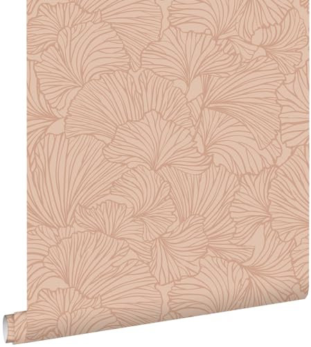 papier peint feuilles de ginkgo terracotta claire 53 cm x 10.05 m - ESTAhome