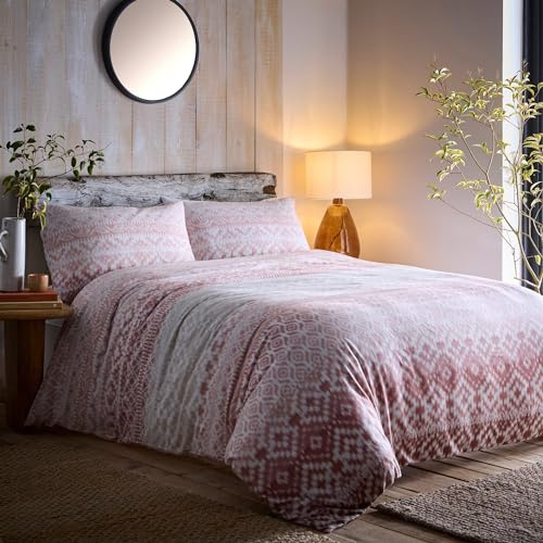 Appletree Terrakotta-Bettbezug, Tribal-Design, Super-King-Size-Bett, 260 x 220 cm, 100% gebürstete Baumwolle, 2 Kissenbezüge, ethnische geometrische Bettwäsche, Ganado/Chinle-Design