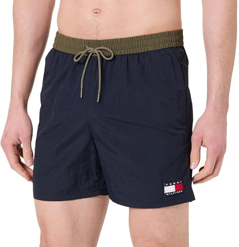 Tommy Hilfiger Uomo Pantaloncino da Bagno Medium Drawstring con Coulisse, Blu (Desert Sky), S
