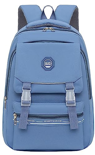 Allbestop Studenten-Rucksack, Muster, modisch, einfach, einfarbig, große Kapazität, Reißverschluss, praktisch, lässig, Trend-Rucksack Pingpong Rucksäcke (Blue, One Size)