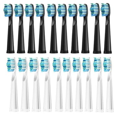 WENH 20 Pcs Austauschbare Pinsel Köpfe Borsten Pinsel Refill for Elektrische Zahnbürste FW/SG 507/508/515/551/917/959(10 Black 10 White)