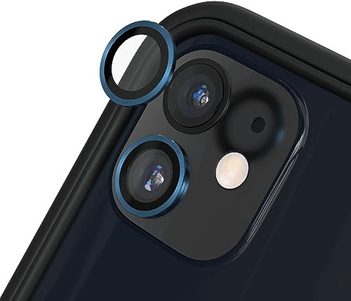 RhinoShield Protection d'objectif en verre trempé 9H compatible avec [iPhone 11/12 mini / 12] | Résistance aux chocs et aux rayures, haute clarté, protection anti-éclats, techn anti-buée - Bleu