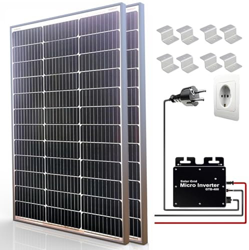 FEDAPURY 400 Watt système solaire plug & play ensemble complet de 2 x 100 W panneau solaire photovoltaïque module solaire 400 W micro onduleur