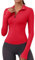Rapbin Damen Gym Tops Sport Langarmshirt Workout T-Shirt Langarm Funktionsshirt Laufshirt Sportshirt Gym Yoga Running Top Herbs Winter Rot XS