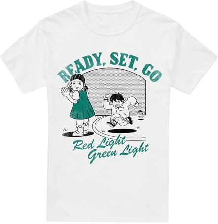 Squid Game - Red Light Green Light Fakeaway Unisex T Shirt, White, X-Large
