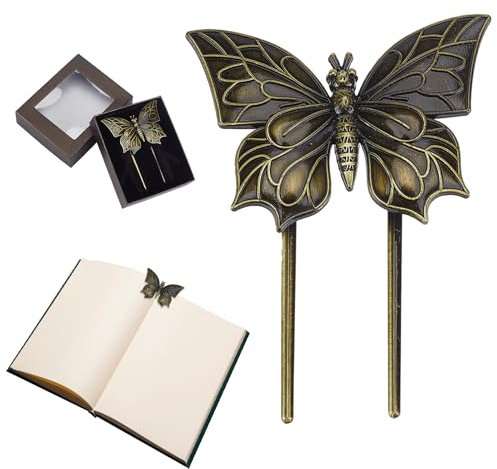 NICENEEDED Pinces à Livres Vintage en Forme de Papillon Porte Page en Métal pour Livres pour Les Amoureux des Livres et Les Écrivains Pince à Livre Papillon en Laiton