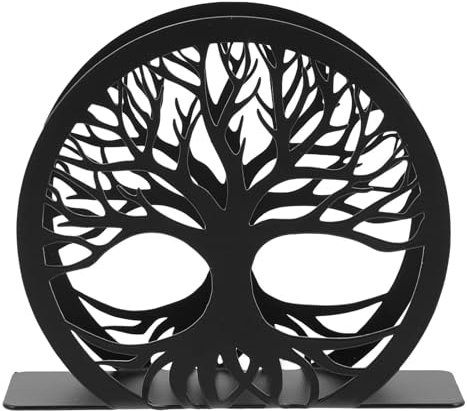Serviettenhalter, Vertikaler Serviettenhalter, Serviettenspender, Freistehender Serviettenhalter aus Metall, für Werkbank, Küchentisch, Party Dekoration Schwarz, Baum des Lebens