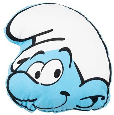 United Labels Die Schlümpfe Kissen, Kopfkissen 37x33 cm, Blau, Sofakissen, Dekokissen für Fans