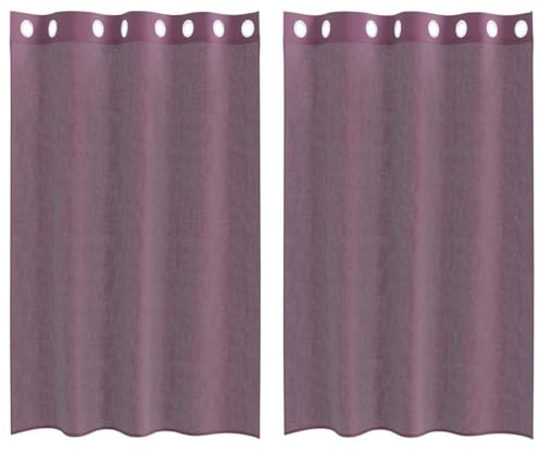 vidaXL Voile Curtains with Grommets 2 pcs Purple 140x175 cm, net curtain, sheer curtain, window voile, window treatment, voile sheer curtain