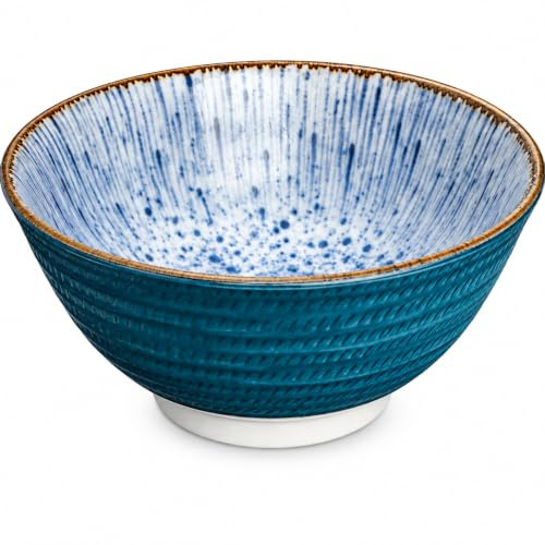 Japan-Bowls ASIATICA | Ramen Bowl Schalen aus Porzellan 15 cm | Hochwertige asiatische Schüssel für Reis, Nudeln, Tapas, Udon, Müsli - Suppen-Schale mit japanischen Designs (Sensuji tokusa)