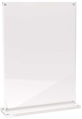 MAUL Tischaufsteller A5 MAULvision | Moderner Aufsteller aus Acryl im praktischen A5 Format | Standfeste T-Form | Acryl Aufsteller für Bilder, Speisekarten, Tischkarten | Transparent