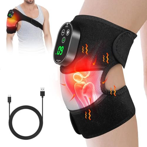 Gxpjycfob Knee Massagers, Cordless Heated Knee Massager Joint Pain Relief, 6 Temp Settings, Heating Massager Brace Support with Vibration for Shoulder Elbow Arthritis/Joint Stiff/Muscle Strain