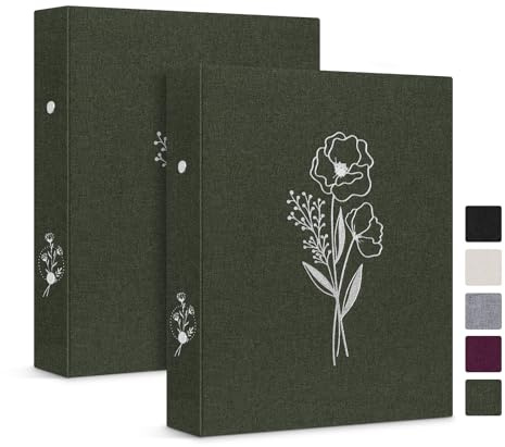 Lanpn Ringbuch Basic DIN A5 2 Stück, Leineneinband Ringbuch Ordner A5 mit 2 Ringe hält A5 Papier für Zuhause Büro Schule Journaling Sammlungen (Grün)