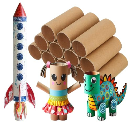 PATIKIL 12 Pcs Tubes En Carton 1.6 x 3.9 Pouces Rouleaux De Papier Toilette En Gros Pour Artisanat Ronds Vides En Tissu Pour Fournitures De Bricolage Créatif, Marron