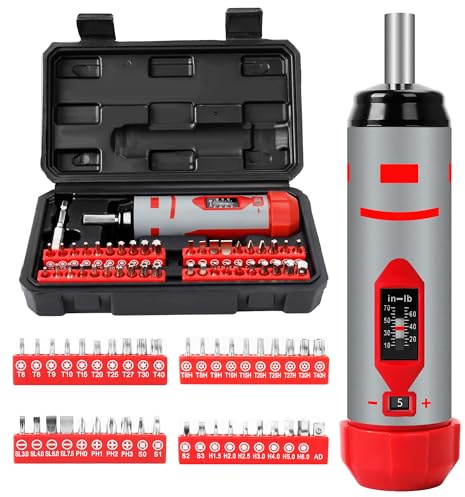 Fuyeah 42-Piece Torque Screwdriver Set, 10-70 in-lb Inch Pound Torque Wrench with 40 CR-V Bits, 1/4 Inch Drive, Magnetic Extension & Hard Case for Rifle Scope Mounting, Gunsmithing & Bike Repair