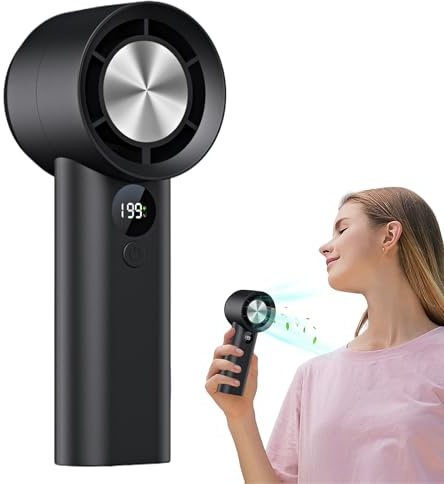 Mini Super Poten Fan - Fan portable manuel | Mini pliant et rechargeable | Fan rafraîchissant avec charge USB | Affichage numérique pour les hommes femmes filles filles