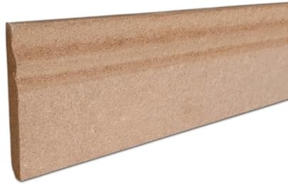 MadeInNature Plinthe moulurée à peindre, en bois MDF Naturel, Plinthe à moulure Style Louis XV, hauteur 10.8 cm fabrication Française longueur au choix (Naturel, 50 mètres)