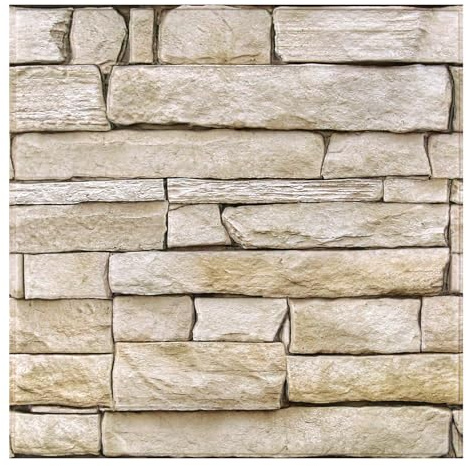 Commomy 10pcs Faux Stone 3D Wall Panels - 11.8 x 11.8Self Adhesive Wall Tiles Lightweight Thin PVC Brick Stone Wallpaper for Interior Kitchen,Bedroom,Living Room,Fireplace